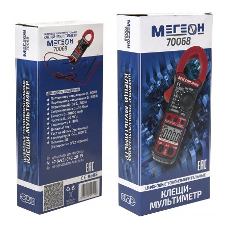 Цифровые токоизмерительные клещи, мультиметр МЕГЕОН 70068 купить по низкой цене | МАКСПРОФИТ